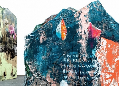 Fragmento de obra de Parlá en Detrás del Muro XII Bienal.