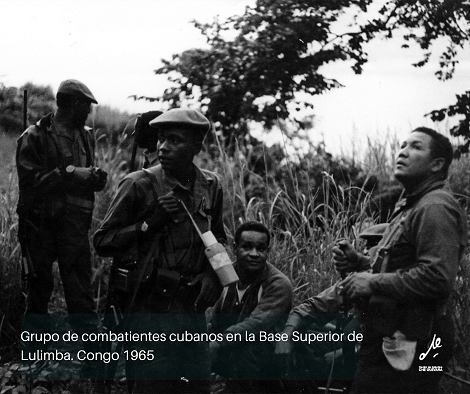 Grupo de combatientes cubanos en la Base Superior de Lulimba. Congo 1965